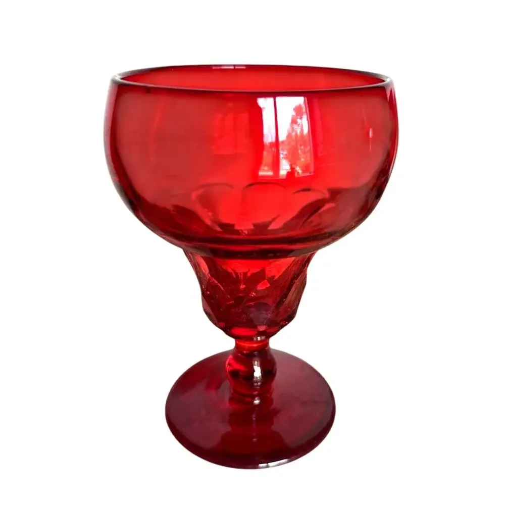 Set 6 Vintage 1930s Fenton Georgian Ruby Red Water Goblets 5.5